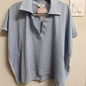 Umgee Soft Blue Textured Blouse